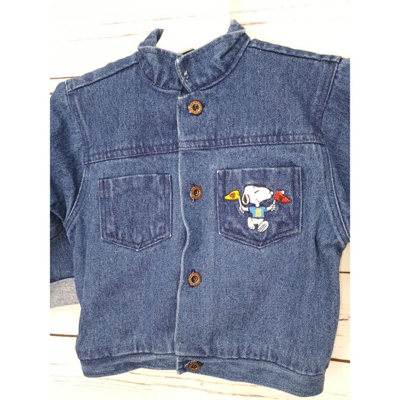 1980s Vintage-Inspired Toddler Denim Jacket Peanuts Snoopy Design 24 Months 100% - Picture 3 of 8